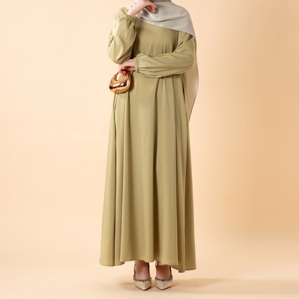 Modest Luxury Premium Satin Abaya | Umbrella Cut A-Line Abaya with Pockets (MA311)