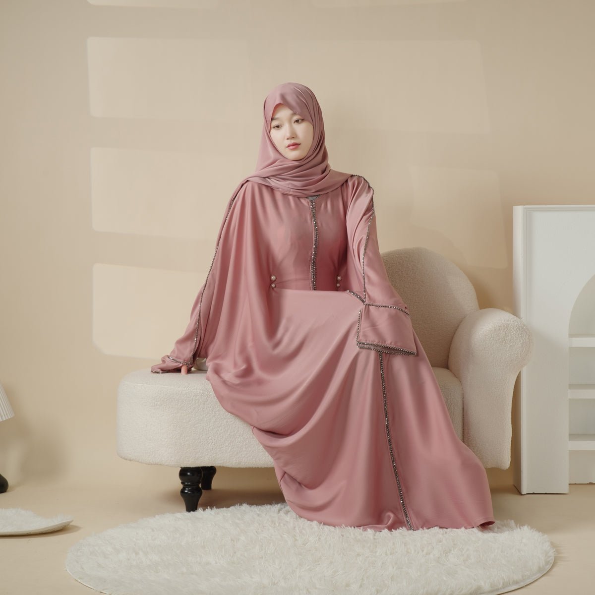 Batwing Abaya With Matching Hijab | Batwing Sleeve Abaya (MA041)