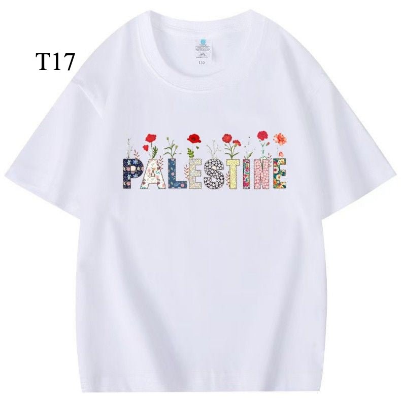 Customized Cotton Parent-Child T-Shirts – Ramadan & Keffiyeh Design for Kids and Adults (MTC001)