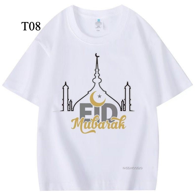 Customized Cotton Parent-Child T-Shirts – Ramadan & Keffiyeh Design for Kids and Adults (MTC001)
