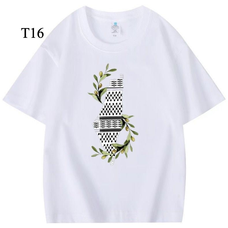 Customized Cotton Parent-Child T-Shirts – Ramadan & Keffiyeh Design for Kids and Adults (MTC001)