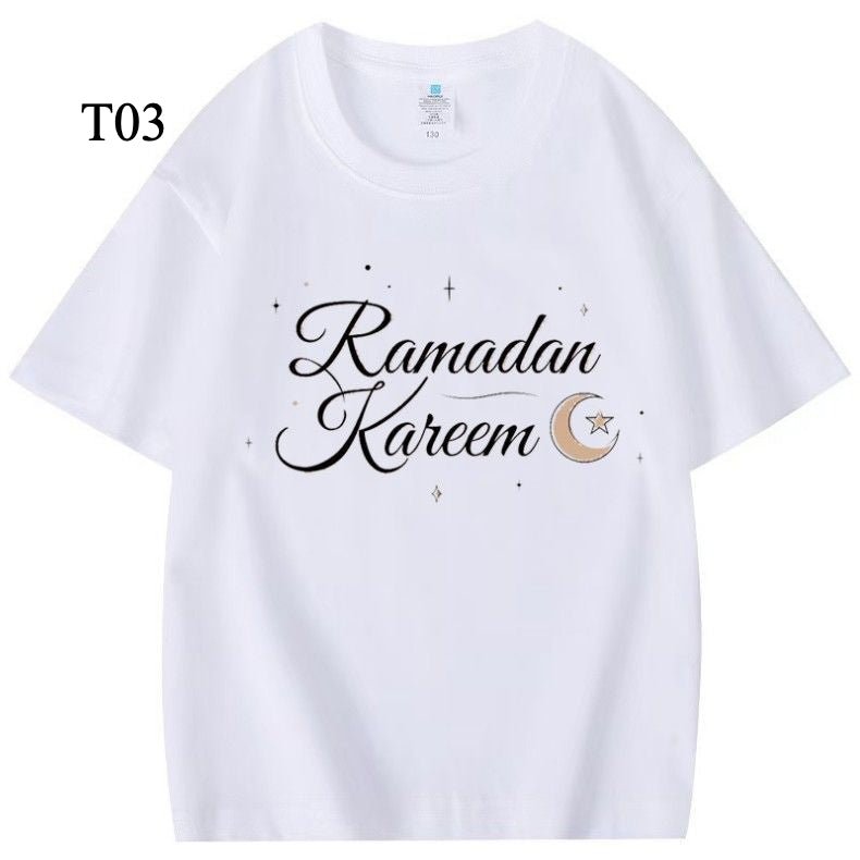 Customized Cotton Parent-Child T-Shirts – Ramadan & Keffiyeh Design for Kids and Adults (MTC001)