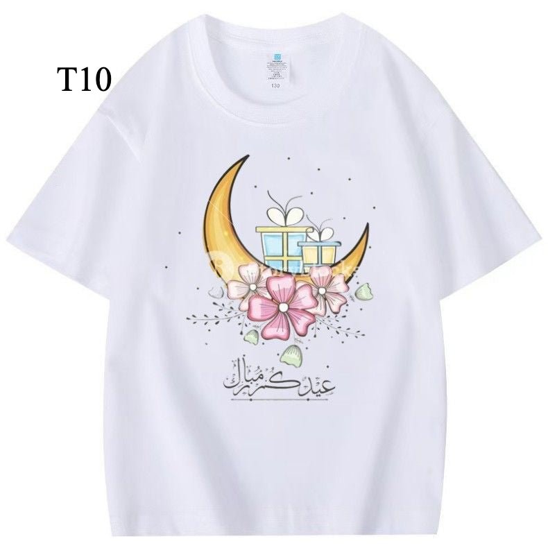 Customized Cotton Parent-Child T-Shirts – Ramadan & Keffiyeh Design for Kids and Adults (MTC001)