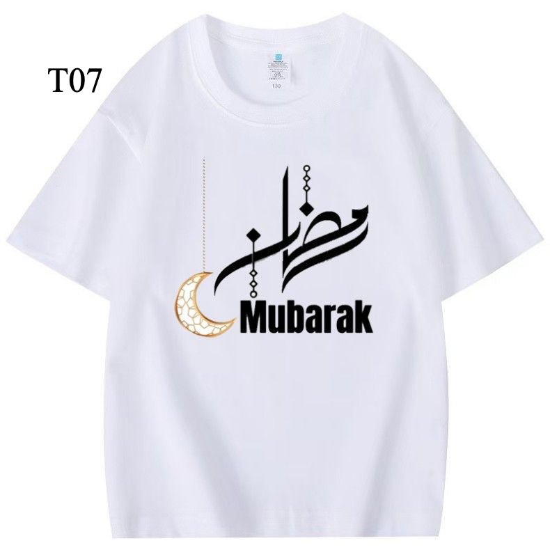 Customized Cotton Parent-Child T-Shirts – Ramadan & Keffiyeh Design for Kids and Adults (MTC001)