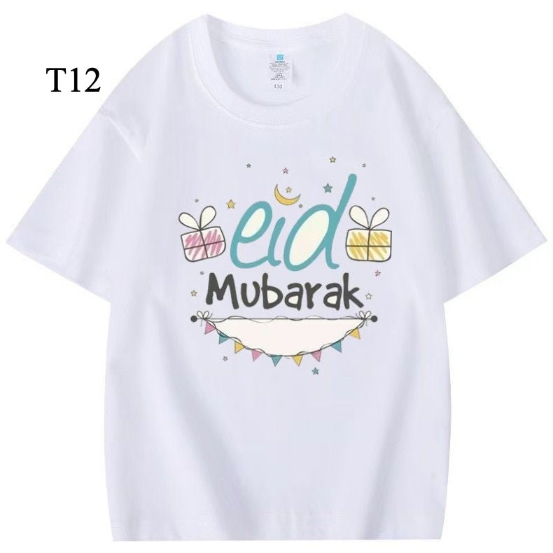Customized Cotton Parent-Child T-Shirts – Ramadan & Keffiyeh Design for Kids and Adults (MTC001)