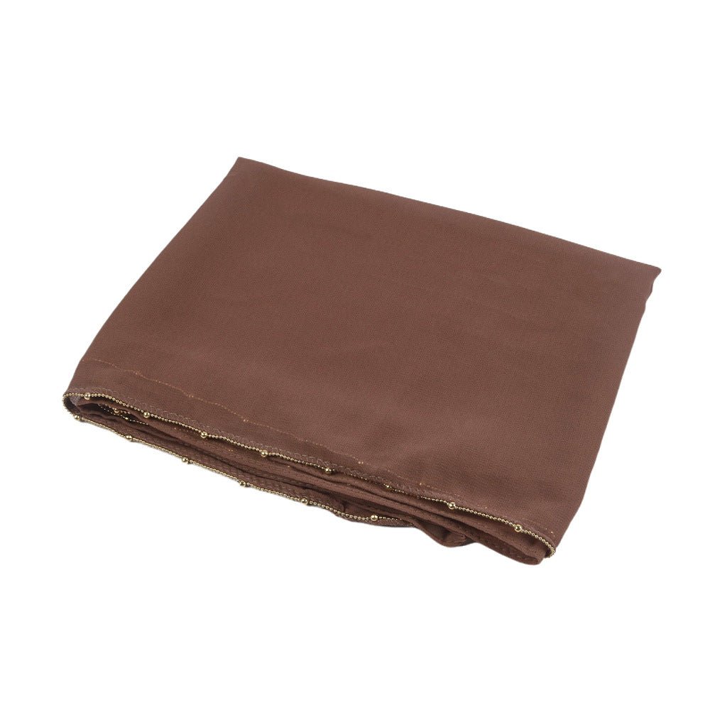 Elegance Solid Color Chiffon Hijab with Metallic Chain Trim (MH138)
