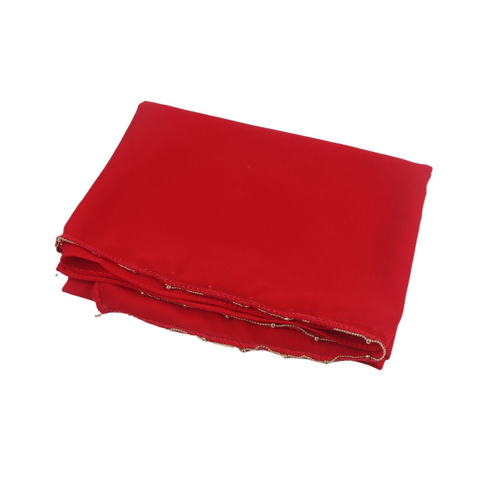 Elegance Solid Color Chiffon Hijab with Metallic Chain Trim (MH138)