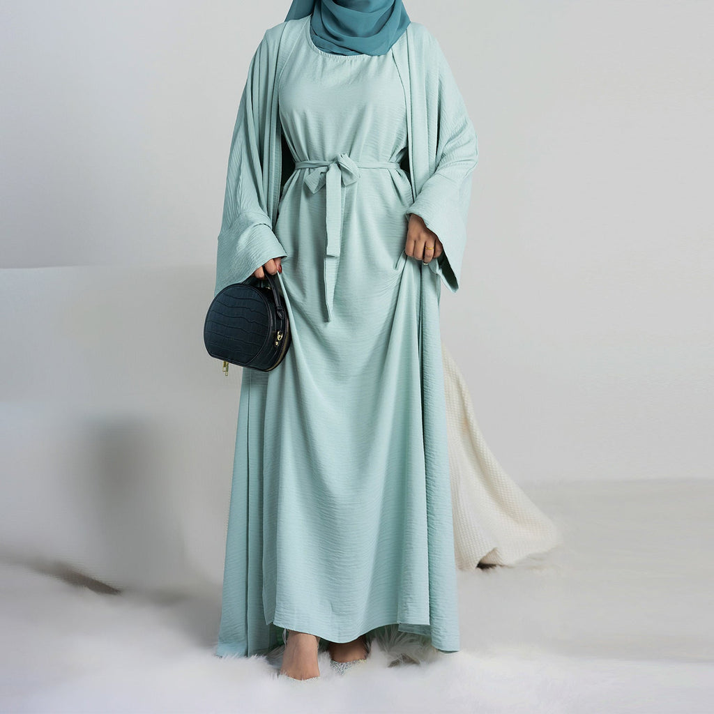 Crepe Pocket Open Abaya 3-Piece Set (MA002)