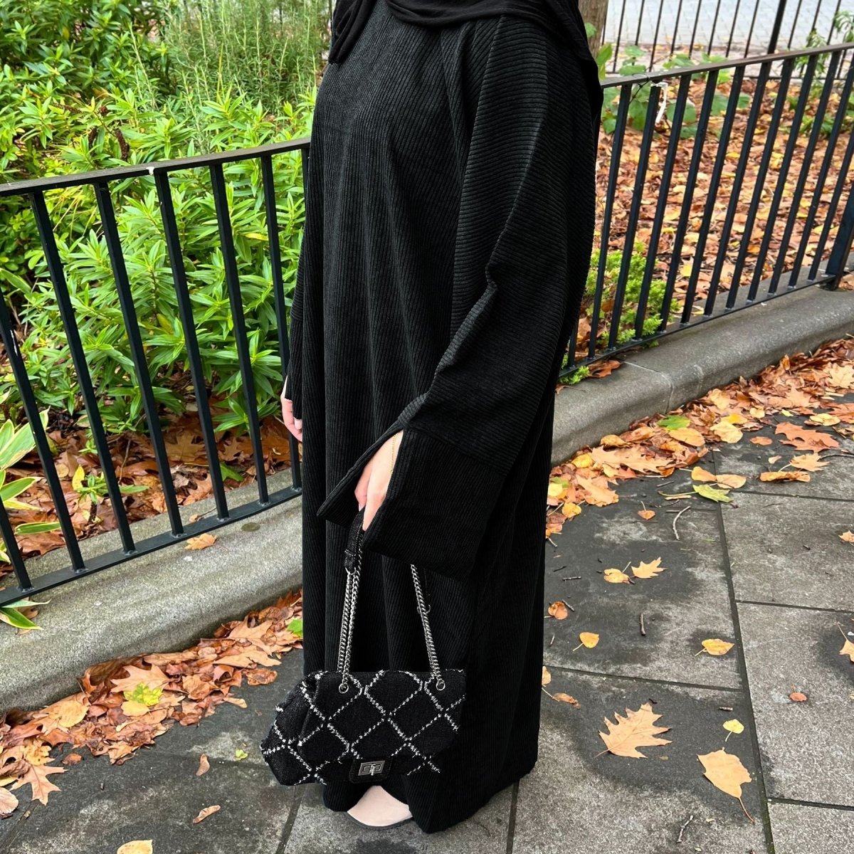 Solid Color Simple Corduroy Abaya | Warm Modest Corduroy Abaya for Autumn or Winter (MA129)