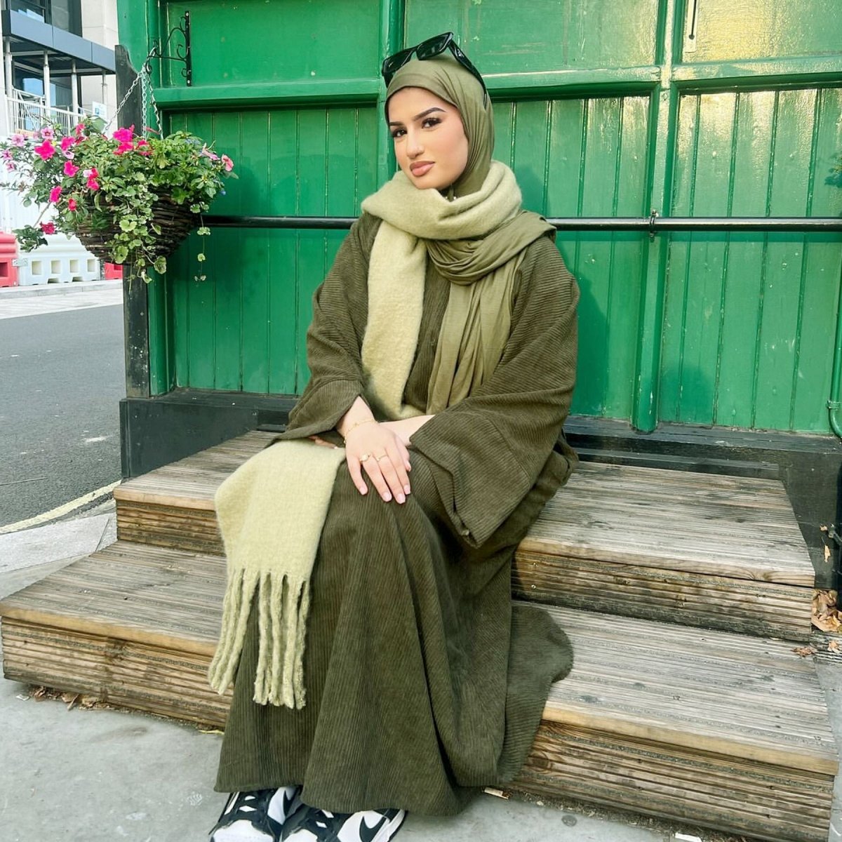 Solid Color Simple Corduroy Abaya | Warm Modest Corduroy Abaya for Autumn or Winter (MA129)