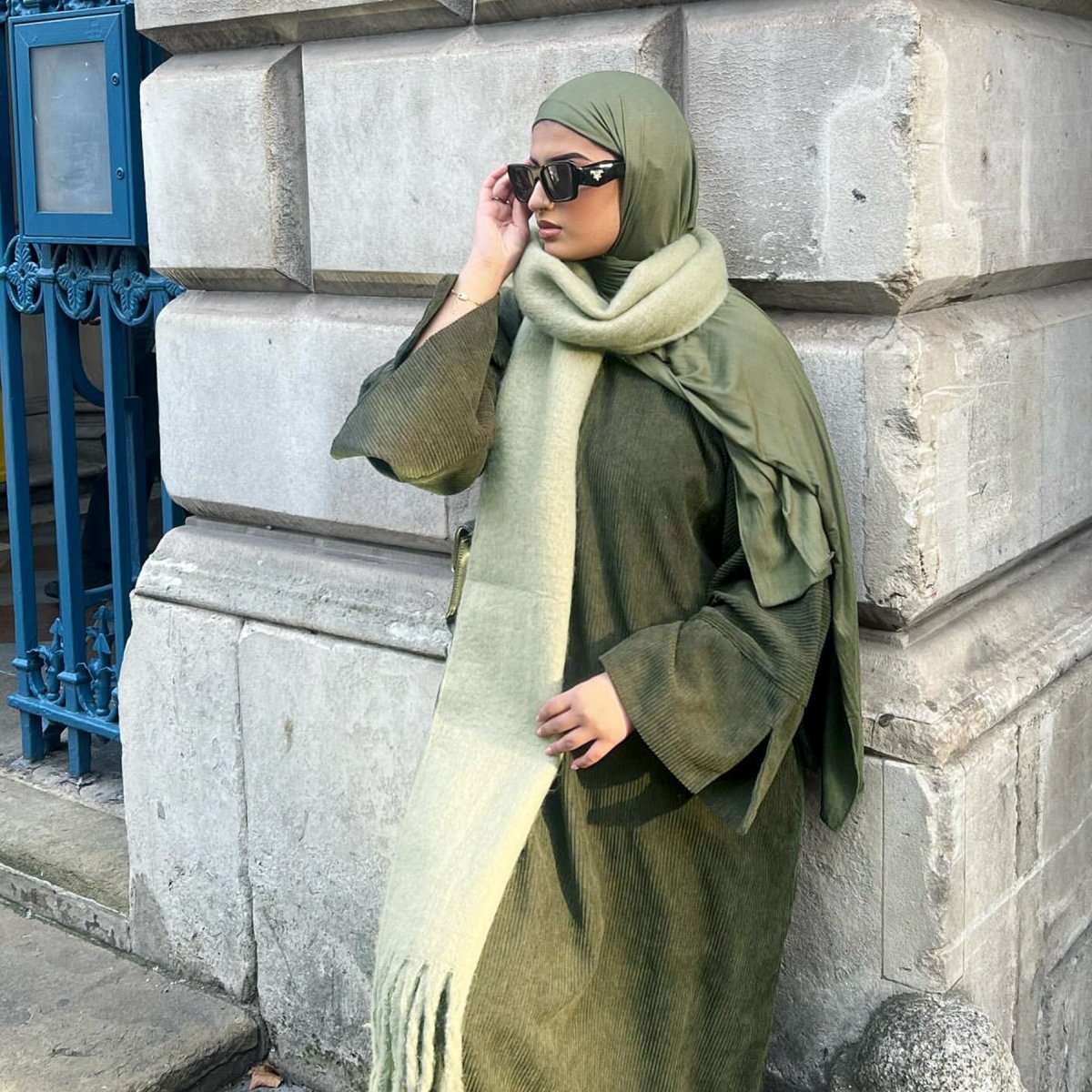 Solid Color Simple Corduroy Abaya | Warm Modest Corduroy Abaya for Autumn or Winter (MA129)